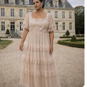 PKC COLLECTION For Our Glamourous Babe Romantic Tiered Sequin Tulle Dress XL